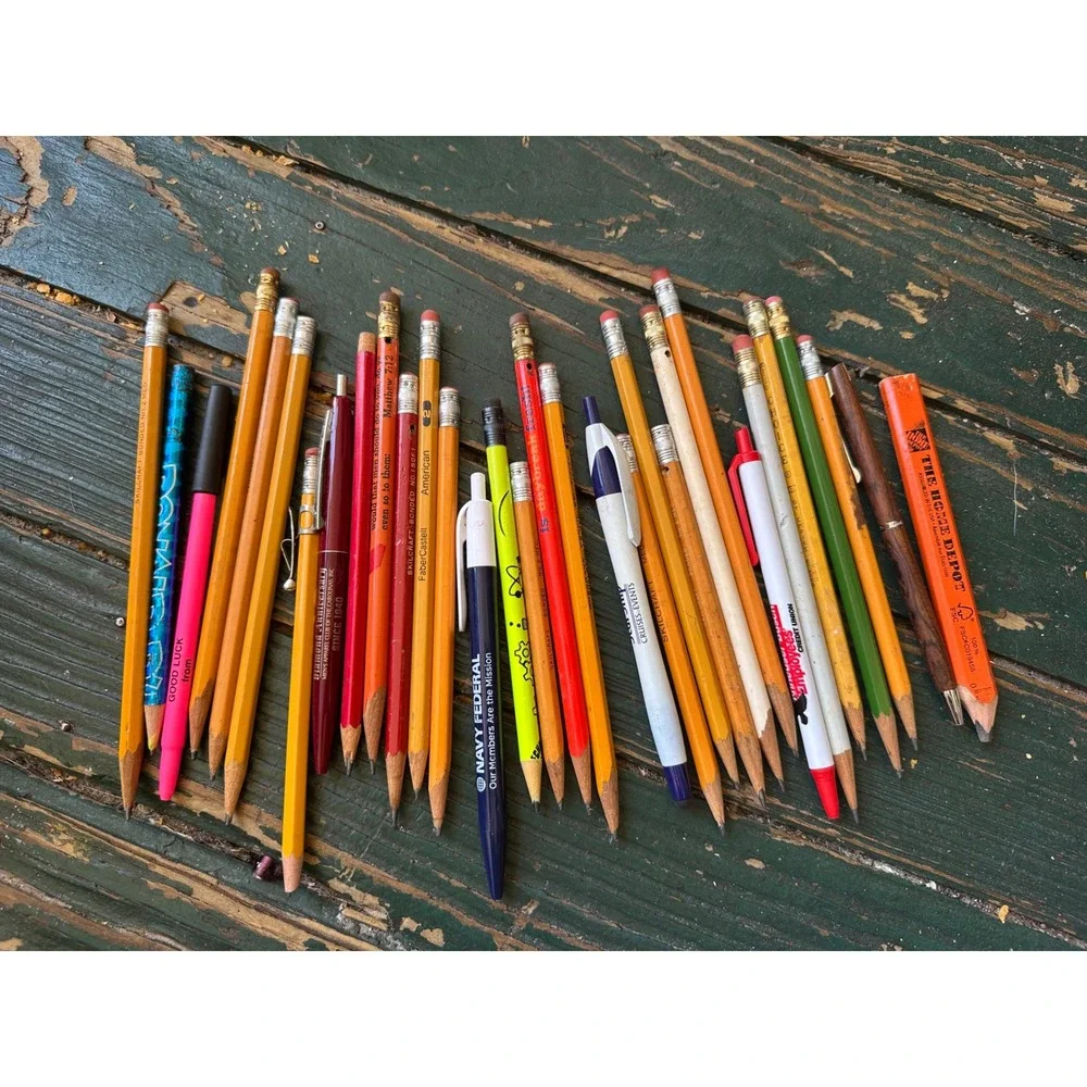 Vintage Advertising Pencil & Pen Lot Skilcraft Faber-Castell Home Depot Navy Fed